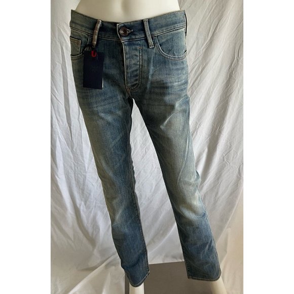 $275 NWT Armani Jeans Women's Blue Extra Slim Fit JO2 Button Front Fly Sz US 28